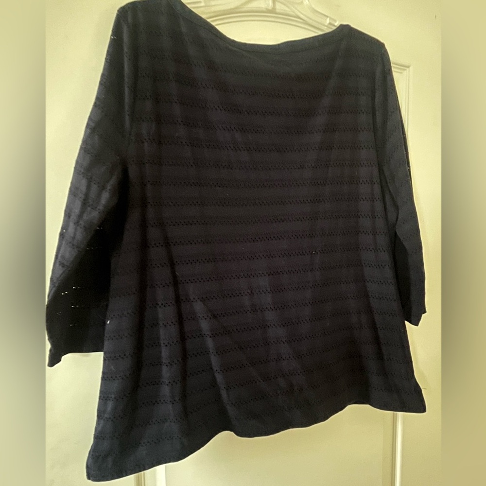 Talbots Women's Navy Blouse Lined 3/4 Sleeve with Button Cuff Detail Sz XL - Picture 3 of 14